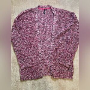 Poof! Pink and White Knit Cardigan